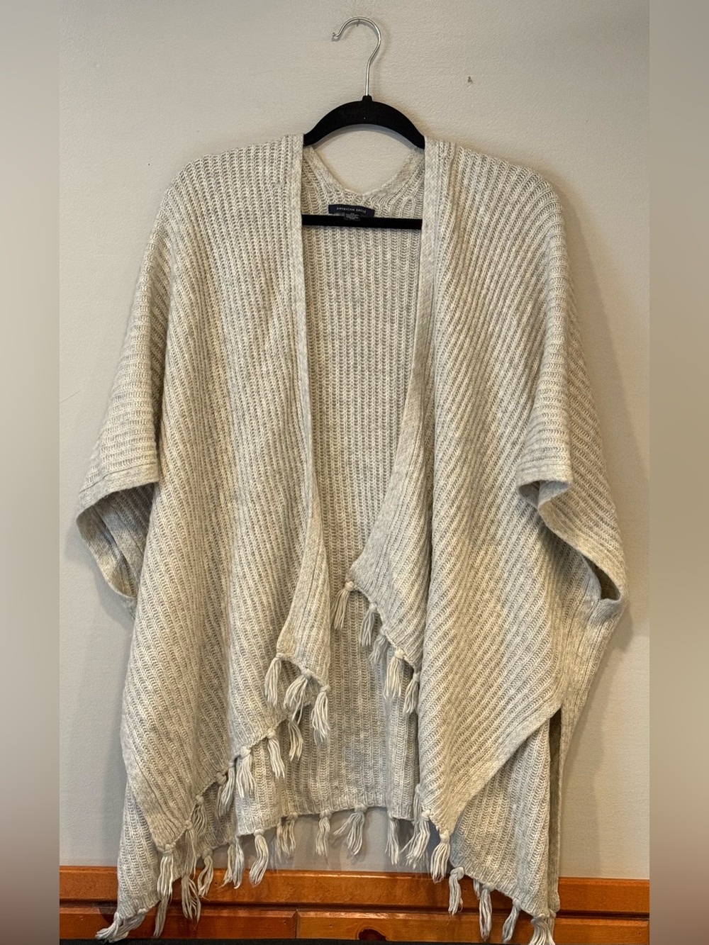 American Eagle Outfitters Women's Open-Front Ribbed Knit Poncho Sweater One Size